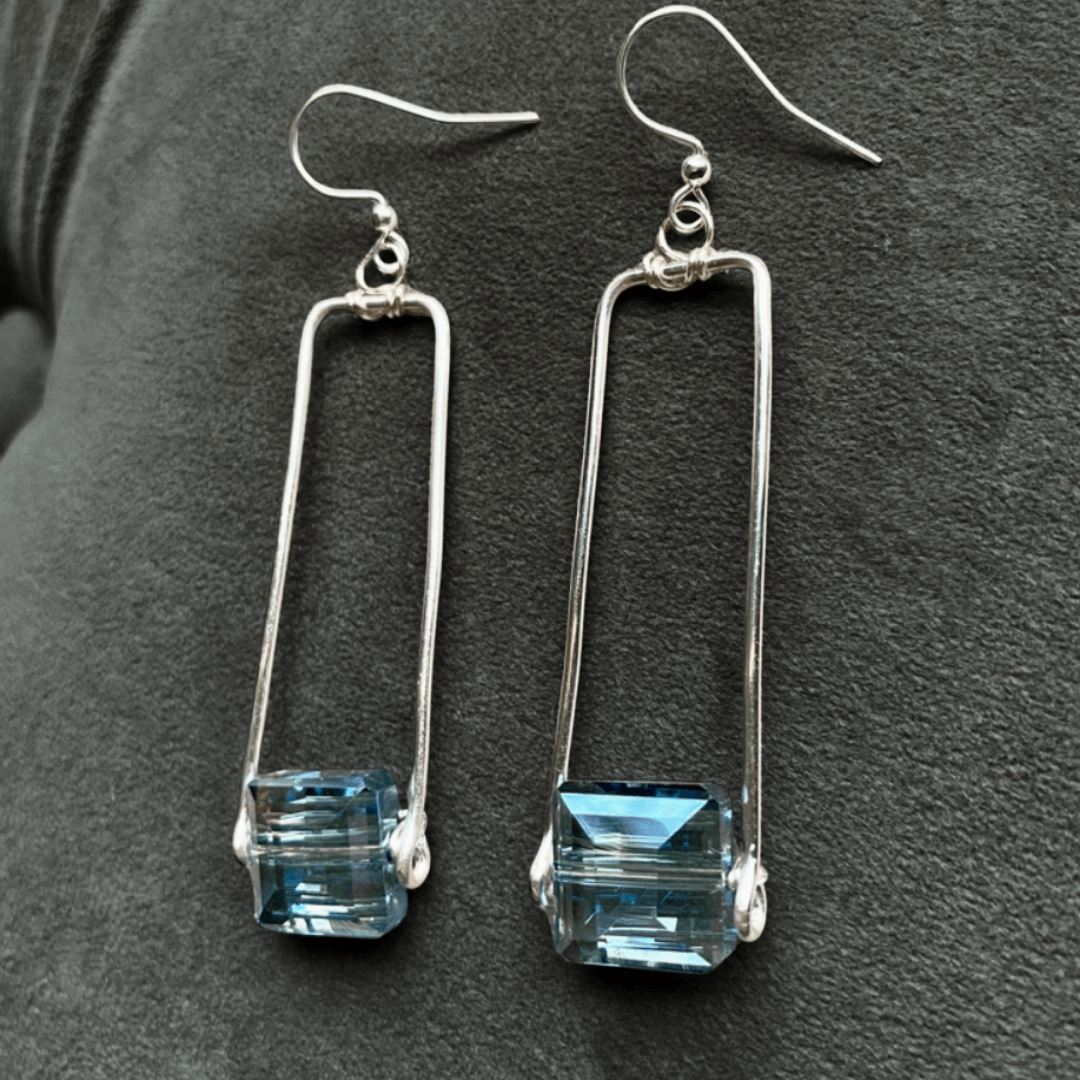 Artisan Crafted Crystal Pendant Earrings Handmade in USA
