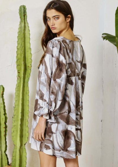 Marbled Effect Baby Doll Dress