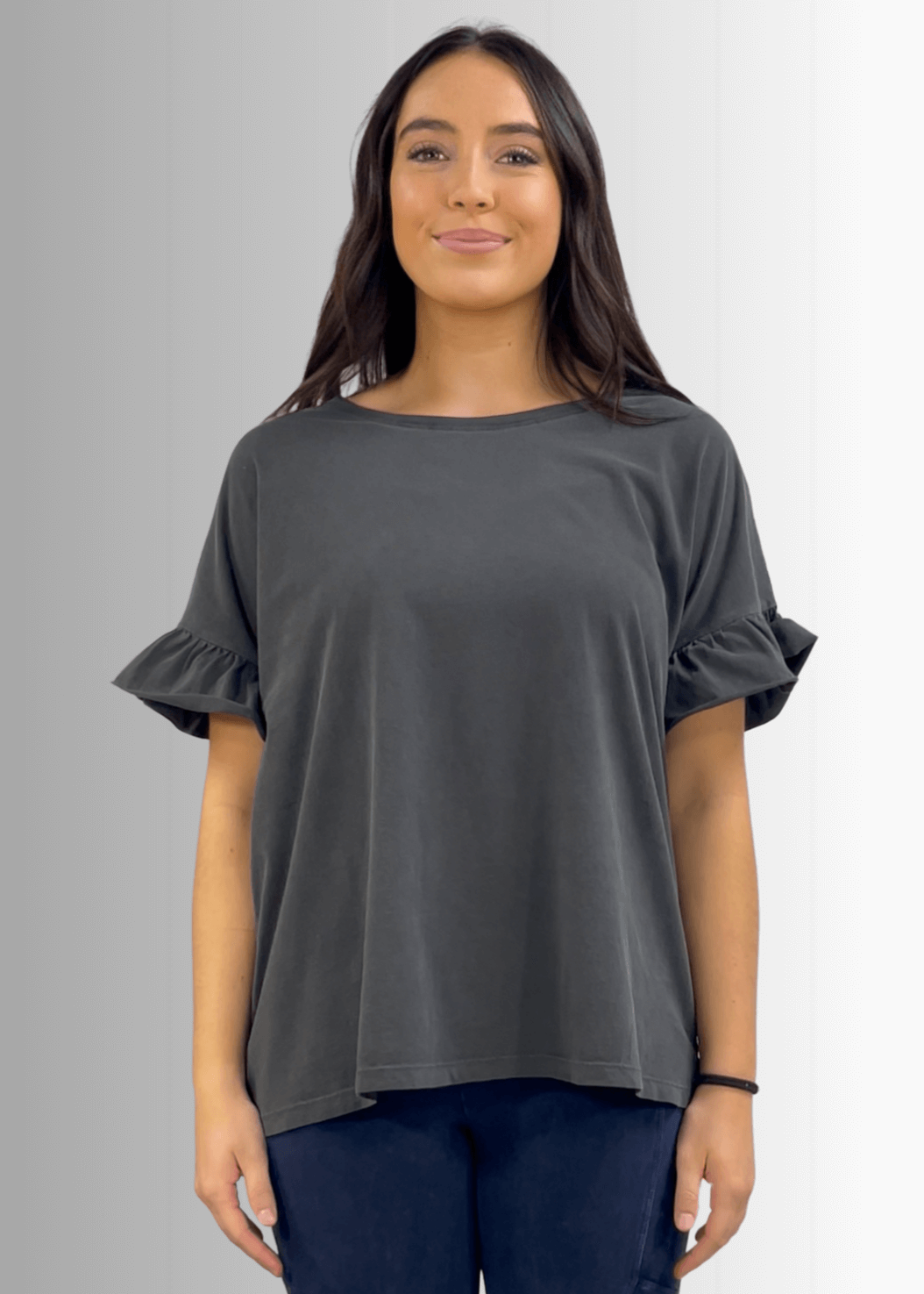 All Day Women's Ruffled Sleeve Loose Fit Tee