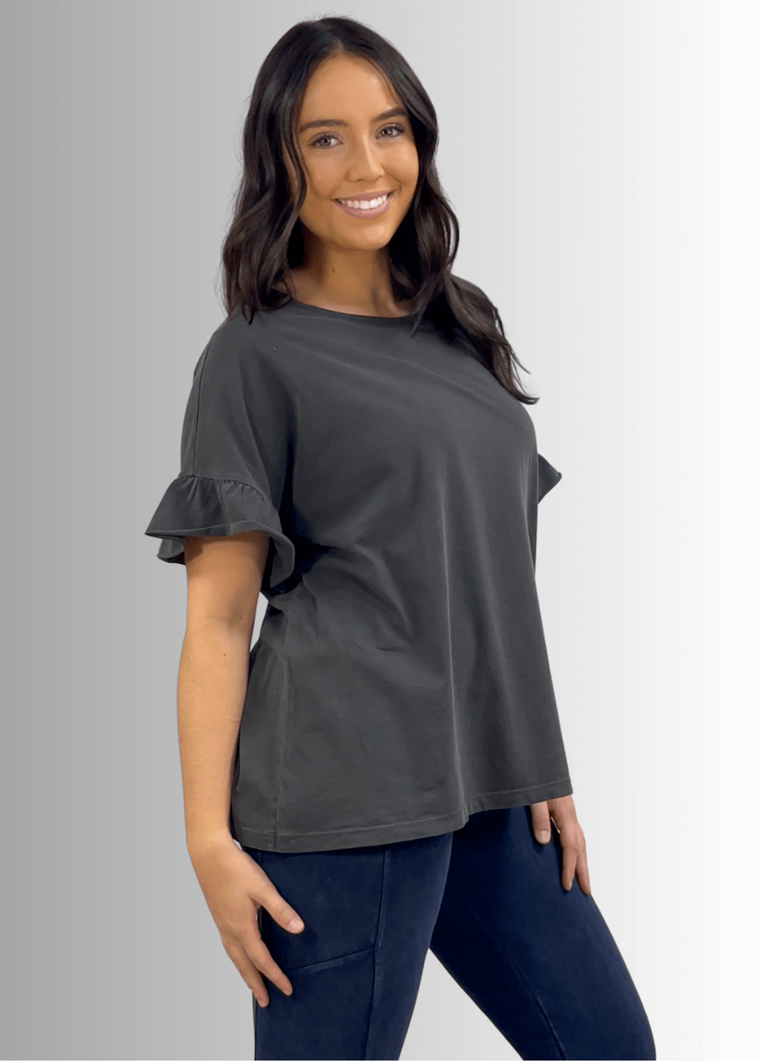 All Day Women's Ruffled Sleeve Loose Fit Tee