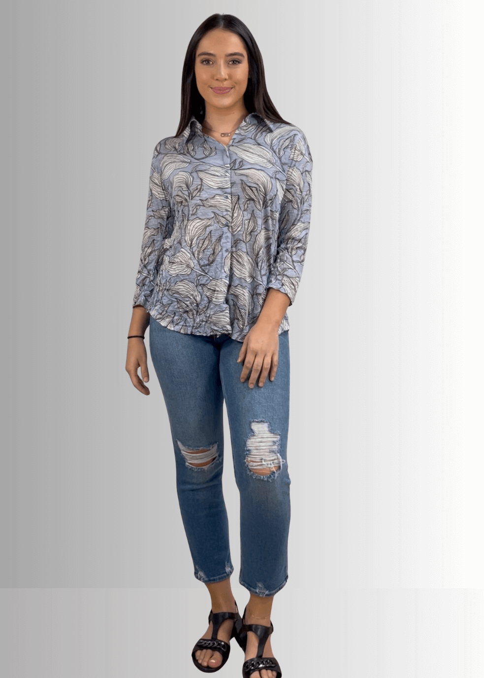 Crushed Button Down Designer Top