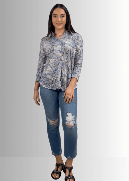 Crushed Button Down Designer Top