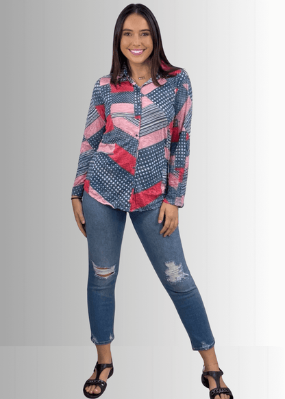 Patriotic Crushed Snap Down Designer Shirt Made in USA