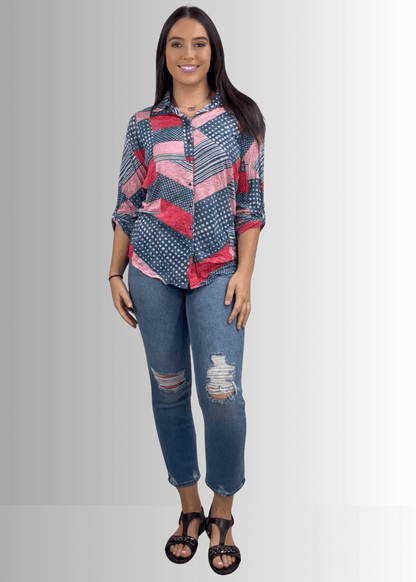 Patriotic Crushed Snap Down Designer Shirt Made in USA