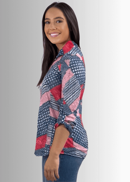 Patriotic Crushed Snap Down Designer Shirt Made in USA