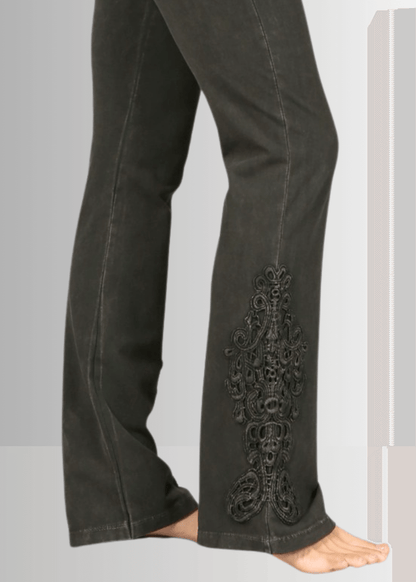 Mineral Washed Bootcut Jeggings Crochet DetaiL