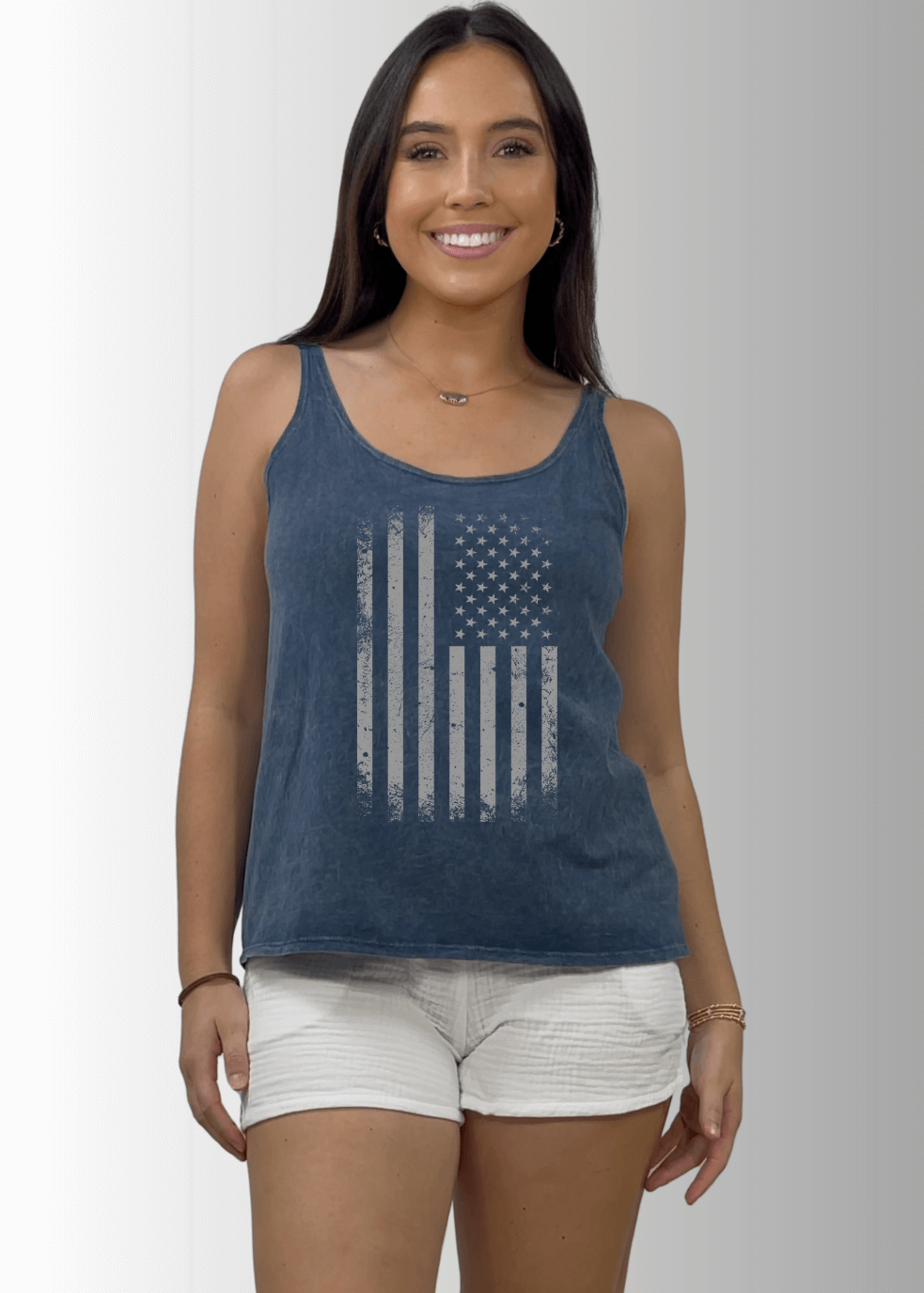 Distressed American Flag Graphic Premium Cotton Tank