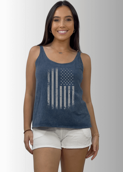 Distressed American Flag Graphic Premium Cotton Tank