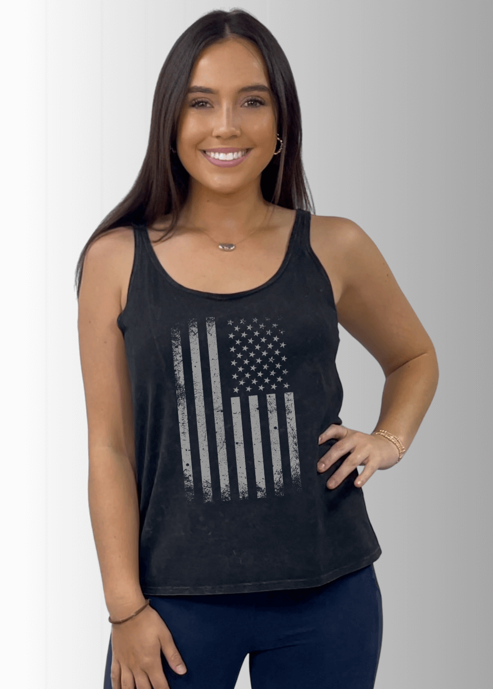Distressed American Flag Graphic Premium Cotton Tank