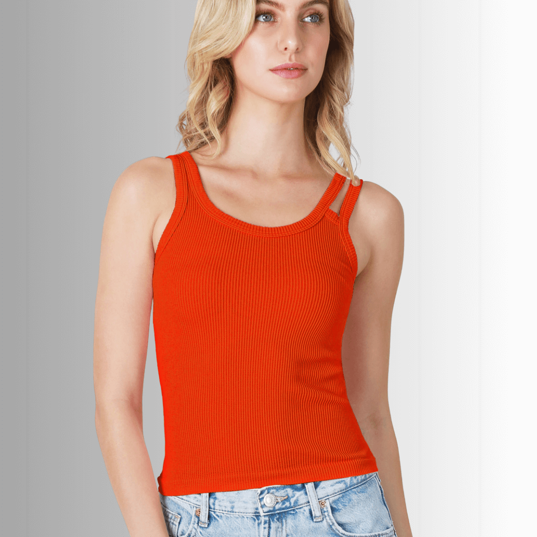 Nikibiki Double Strap Tank Top in Cherry Tomato