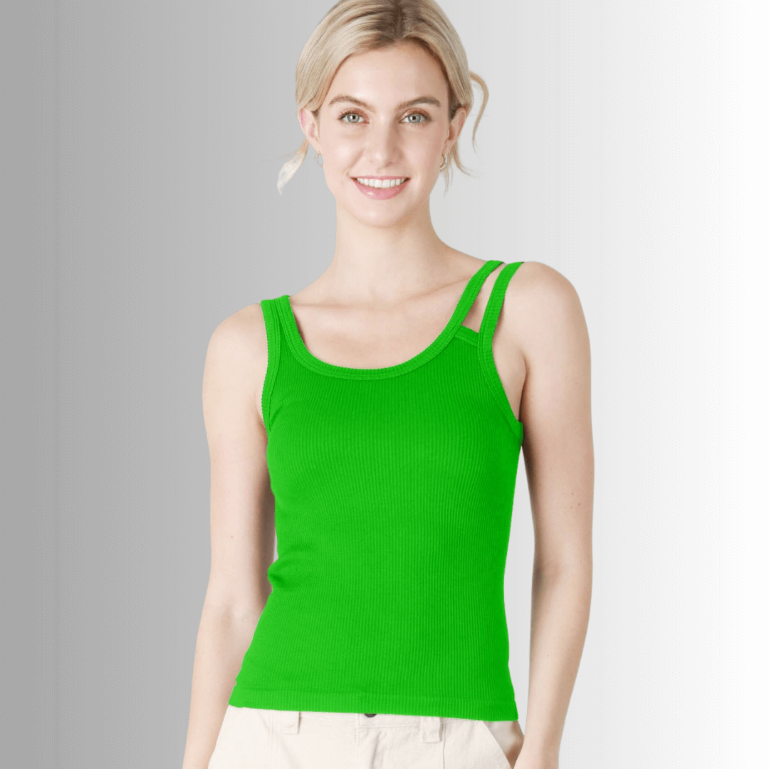 Nikibiki Double Strap Tank Top in Classic Green
