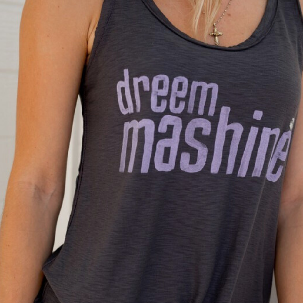 Sleepaholik dreem mashine Cotton Raw Edge Sleep Tank