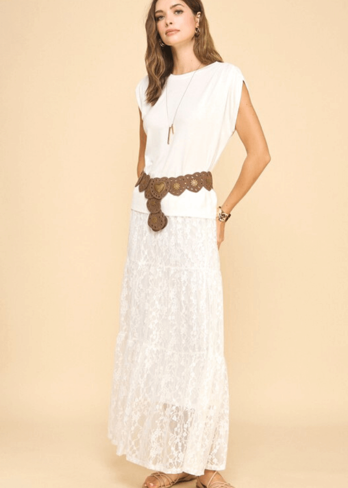 Emily Off White Lace Maxi Skirt