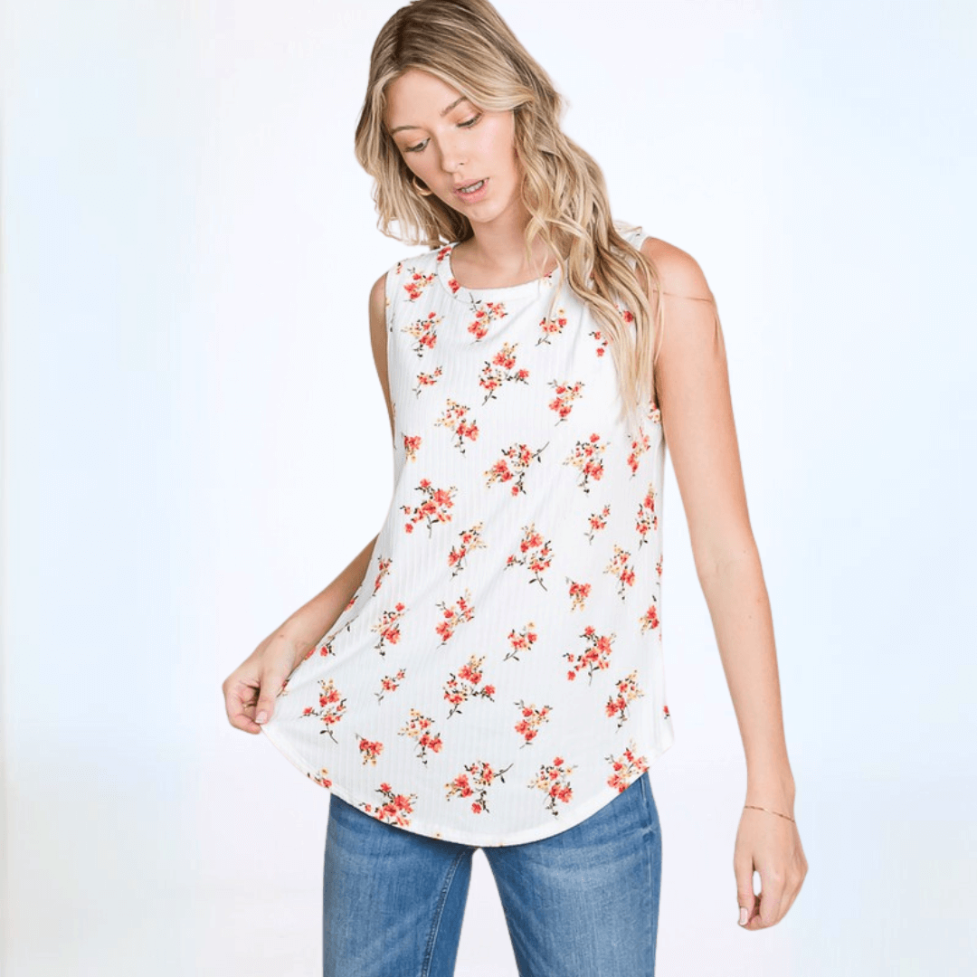 Floral Super Soft Tank Top Made in USA