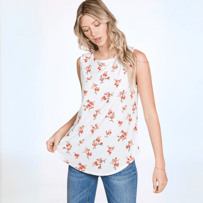 Floral Super Soft Tank Top Made in USA