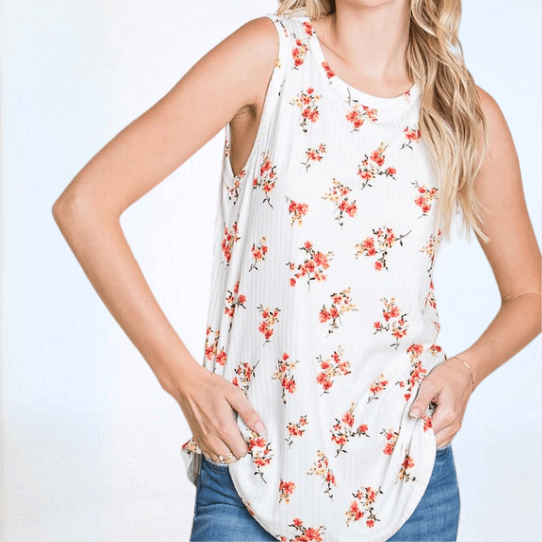 Floral Super Soft Tank Top Made in USA