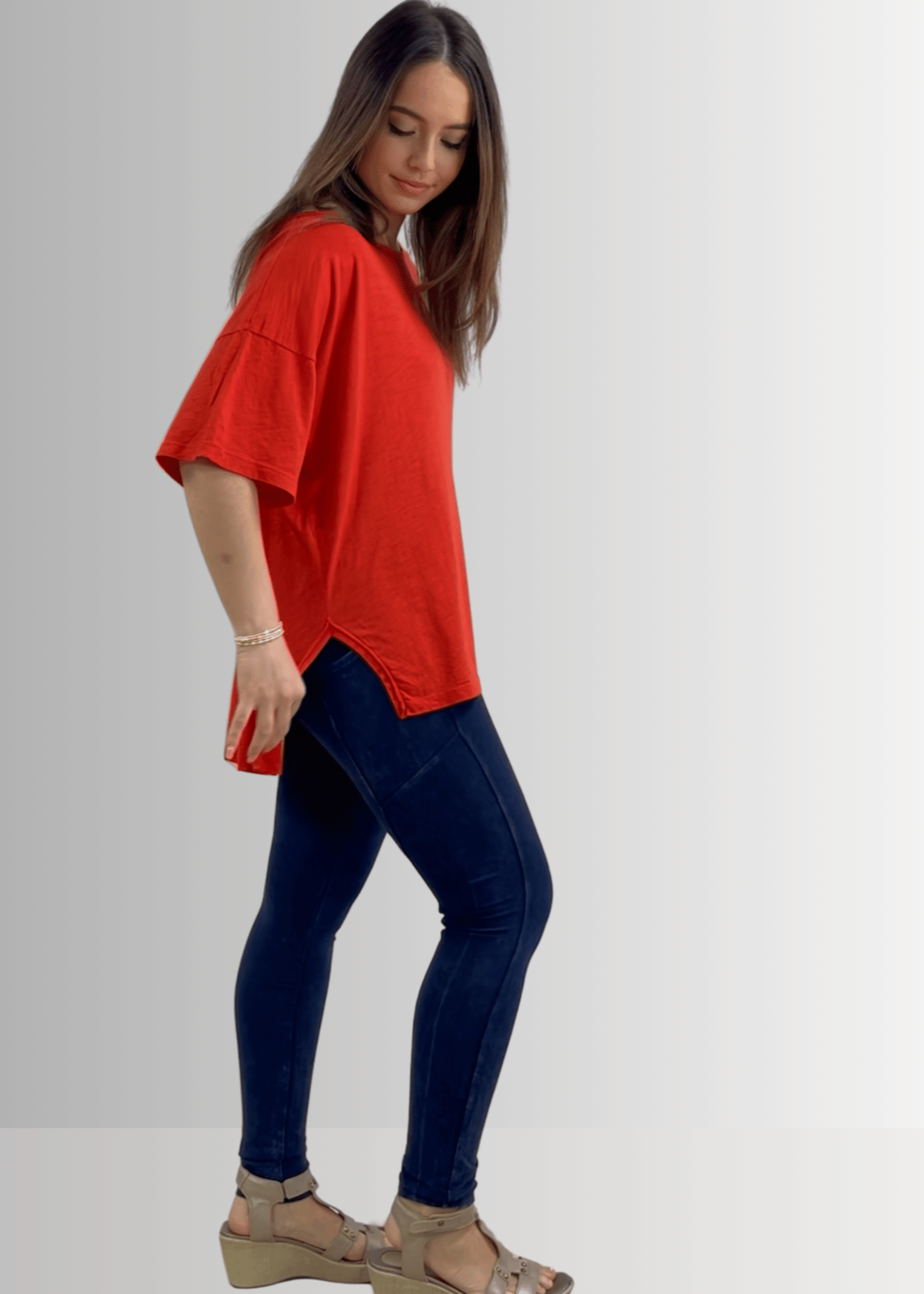 Aubree Cotton Garment Dyed Slub Top in Crimson Red