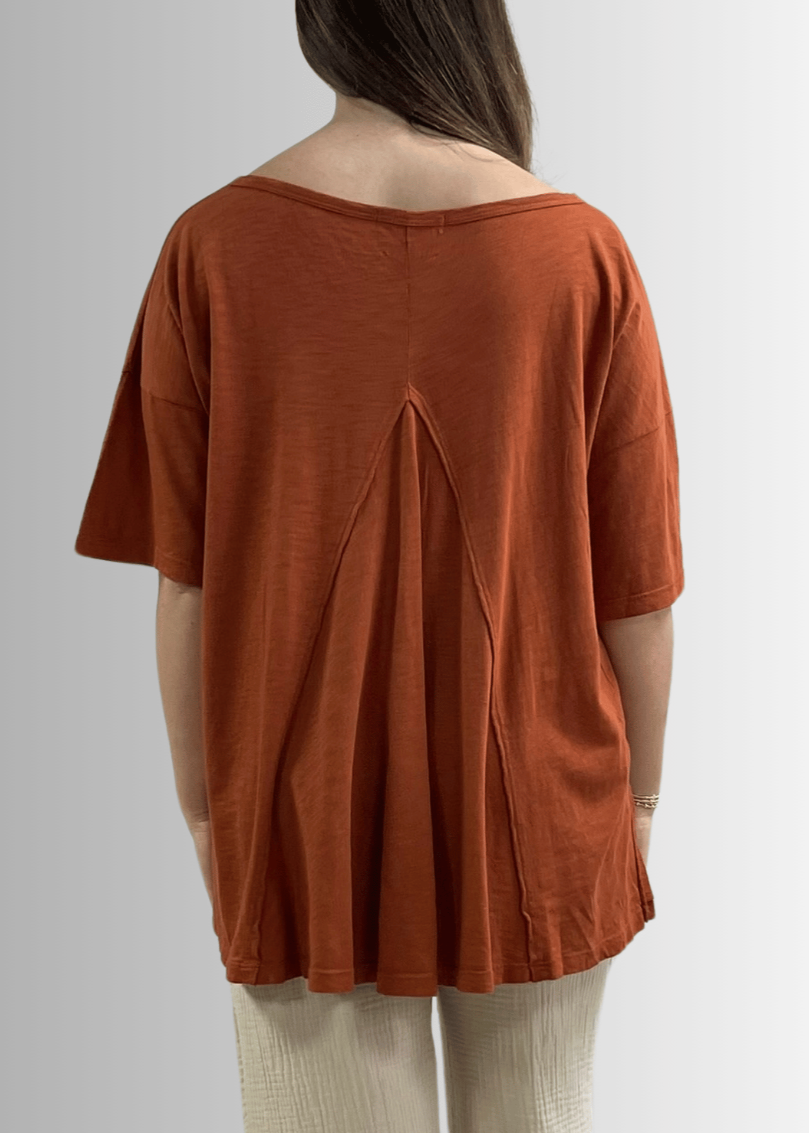 Aubree Cotton Garment Dyed Slub Top in Gingerbread