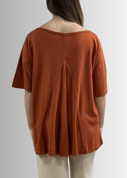 Aubree Cotton Garment Dyed Slub Top in Gingerbread