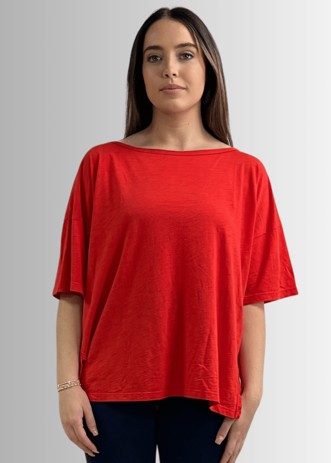 Aubree Cotton Garment Dyed Slub Top in Crimson Red