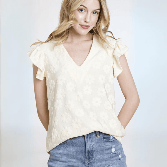 Adorable Daisies Textured Top Made in USA