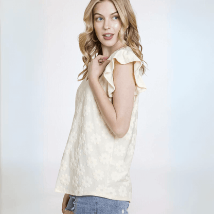 Adorable Daisies Textured Top Made in USA