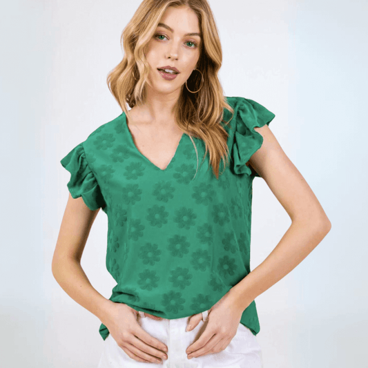 Adorable Daisies Textured Top Made in USA