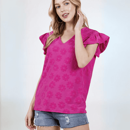 Adorable Daisies Textured Top Made in USA