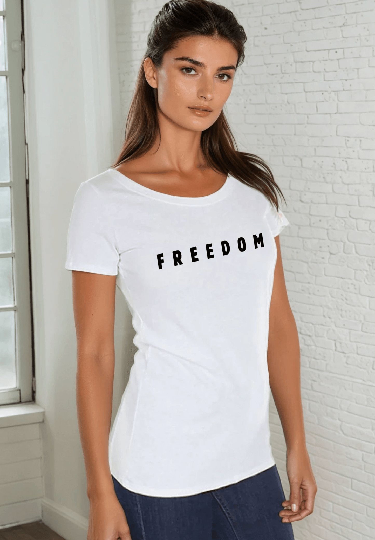 FREEDOM Made in USA Fitted White Tee