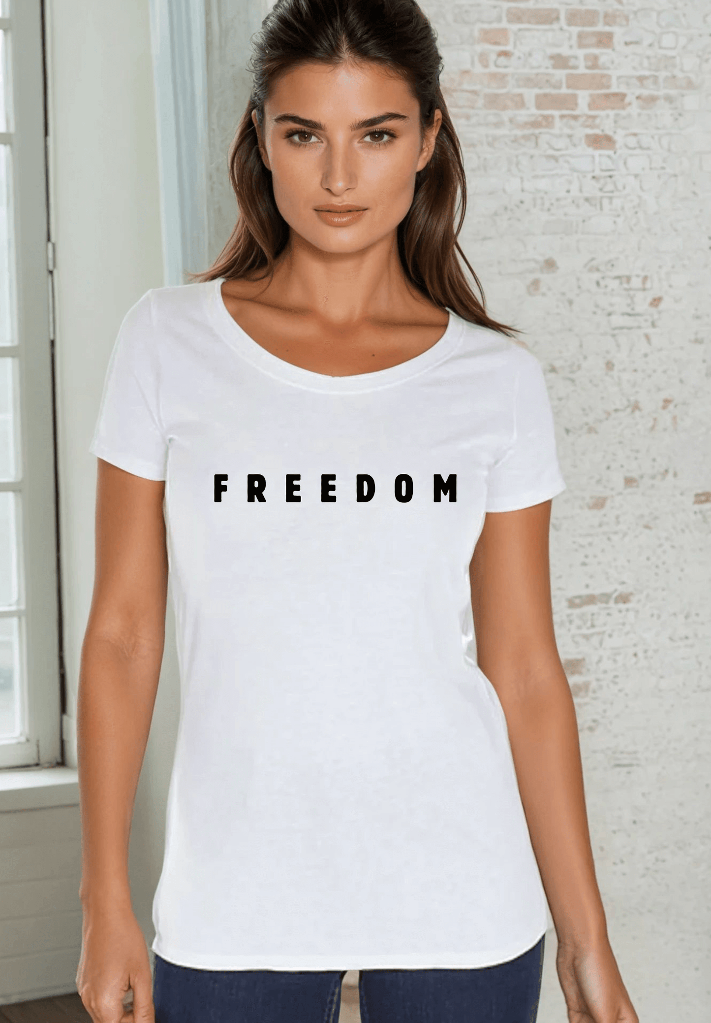FREEDOM Made in USA Fitted White Tee