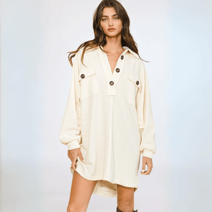 French Terry Long Slouchy Henley Made in USA