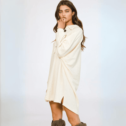 French Terry Long Slouchy Henley Made in USA