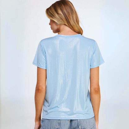 Baby Blue Glitter T-Shirt Made in USA