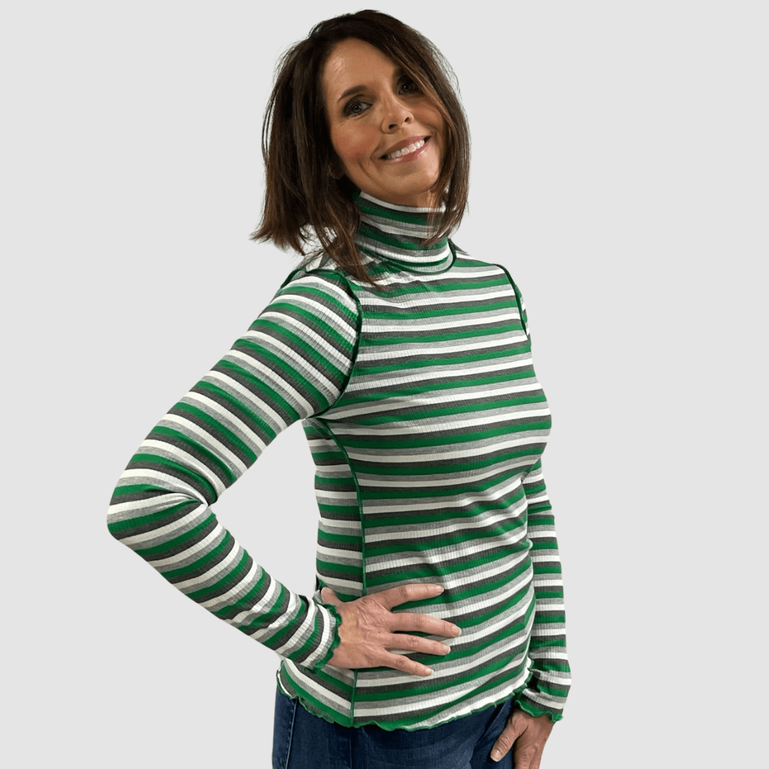 Lettuce Marrow Stitch Stripe Turtleneck Made in USA