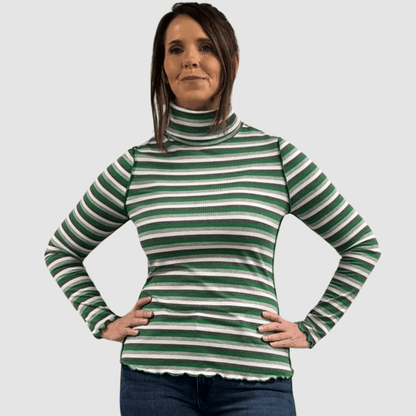Lettuce Marrow Stitch Stripe Turtleneck Made in USA