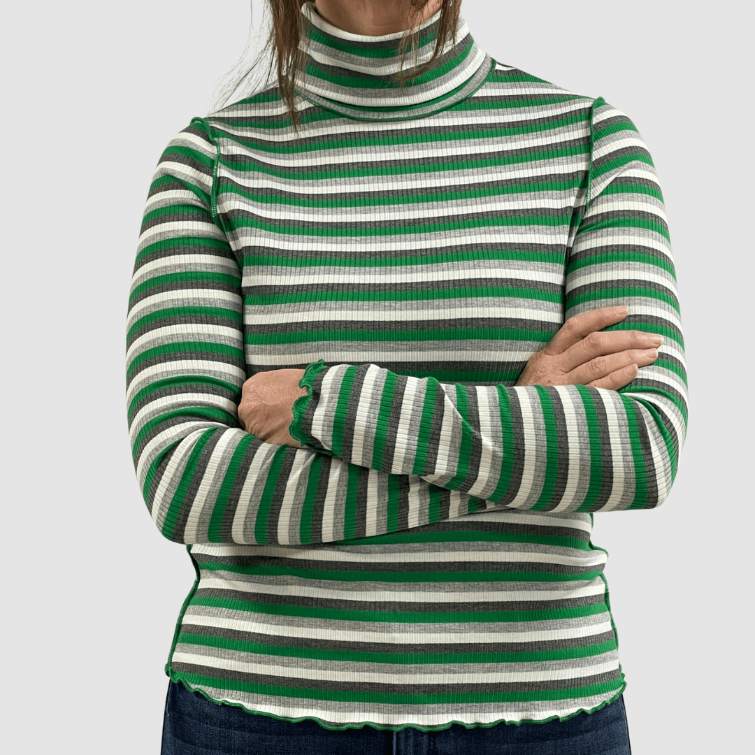 Lettuce Marrow Stitch Stripe Turtleneck Made in USA