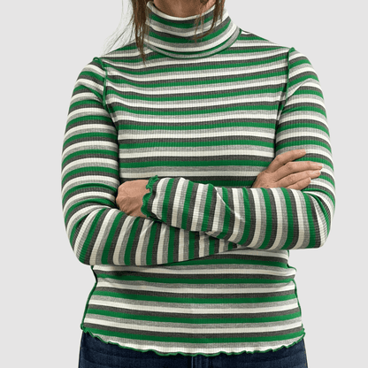 Lettuce Marrow Stitch Stripe Turtleneck Made in USA