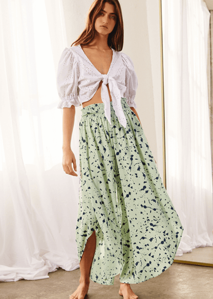 Easy Breezy Smocked Diagonal Cut Gaucho Pants in Pink