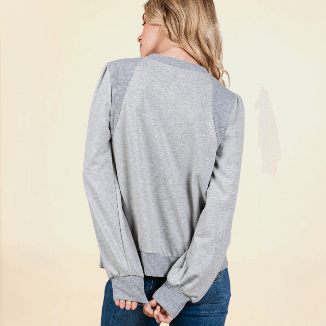 2-Tone Puff Shoulder Sweatshirt Made in USA