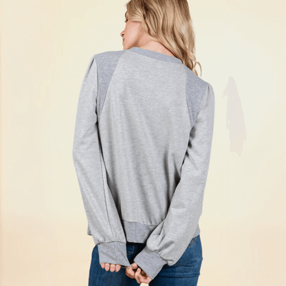 2-Tone Puff Shoulder Sweatshirt Made in USA