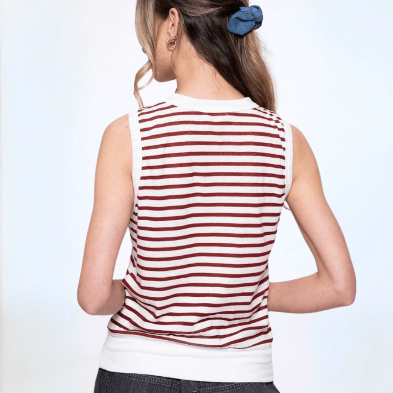 Light & Lux Semi Sheer Striped Tank Made in USA