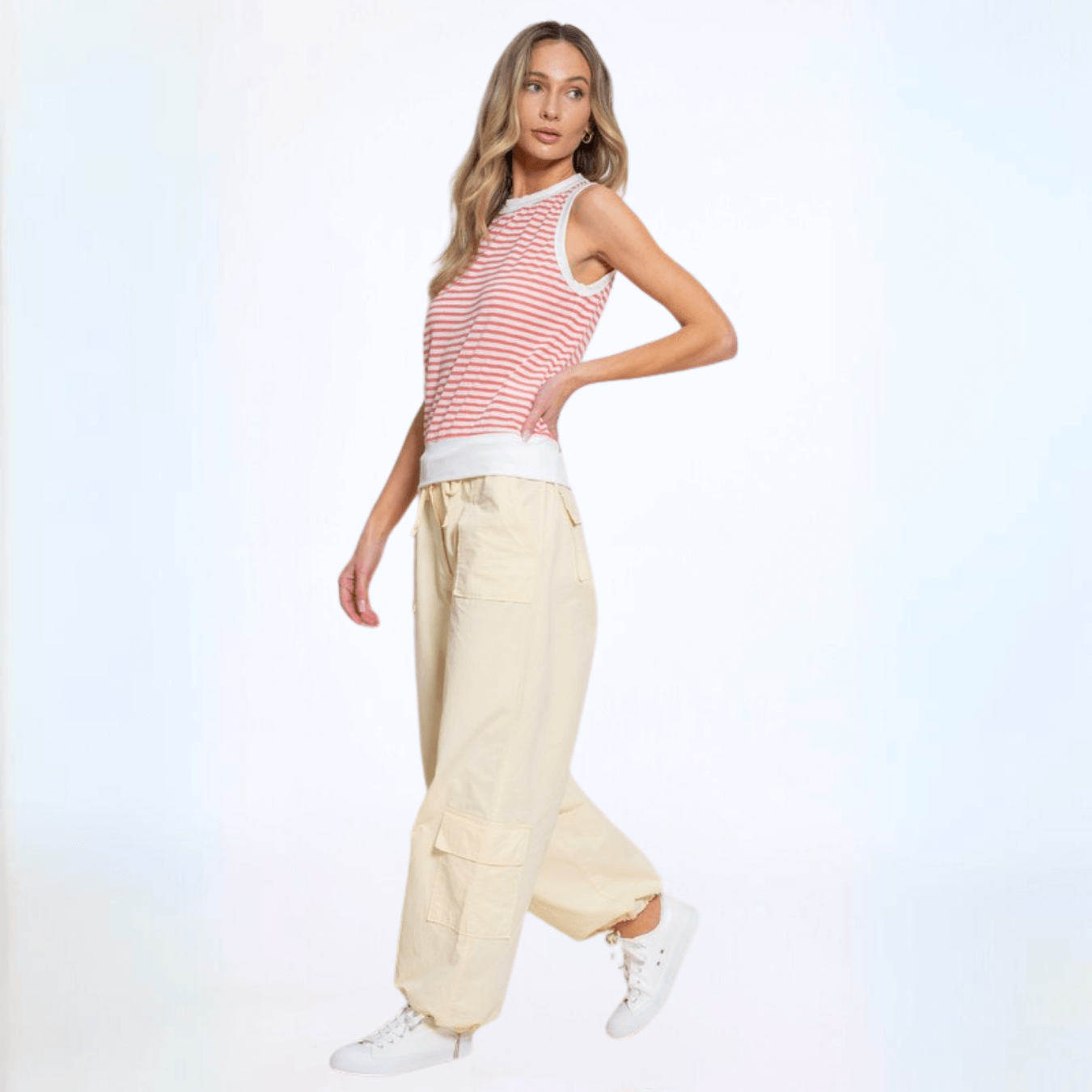 Light & Lux Semi Sheer Striped Tank Made in USA