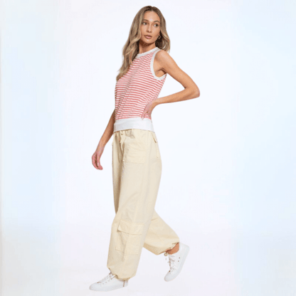 Light & Lux Semi Sheer Striped Tank Made in USA