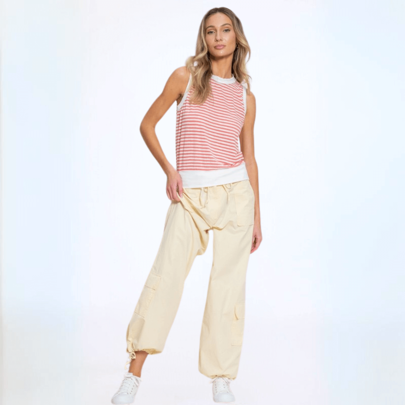 Light & Lux Semi Sheer Striped Tank Made in USA