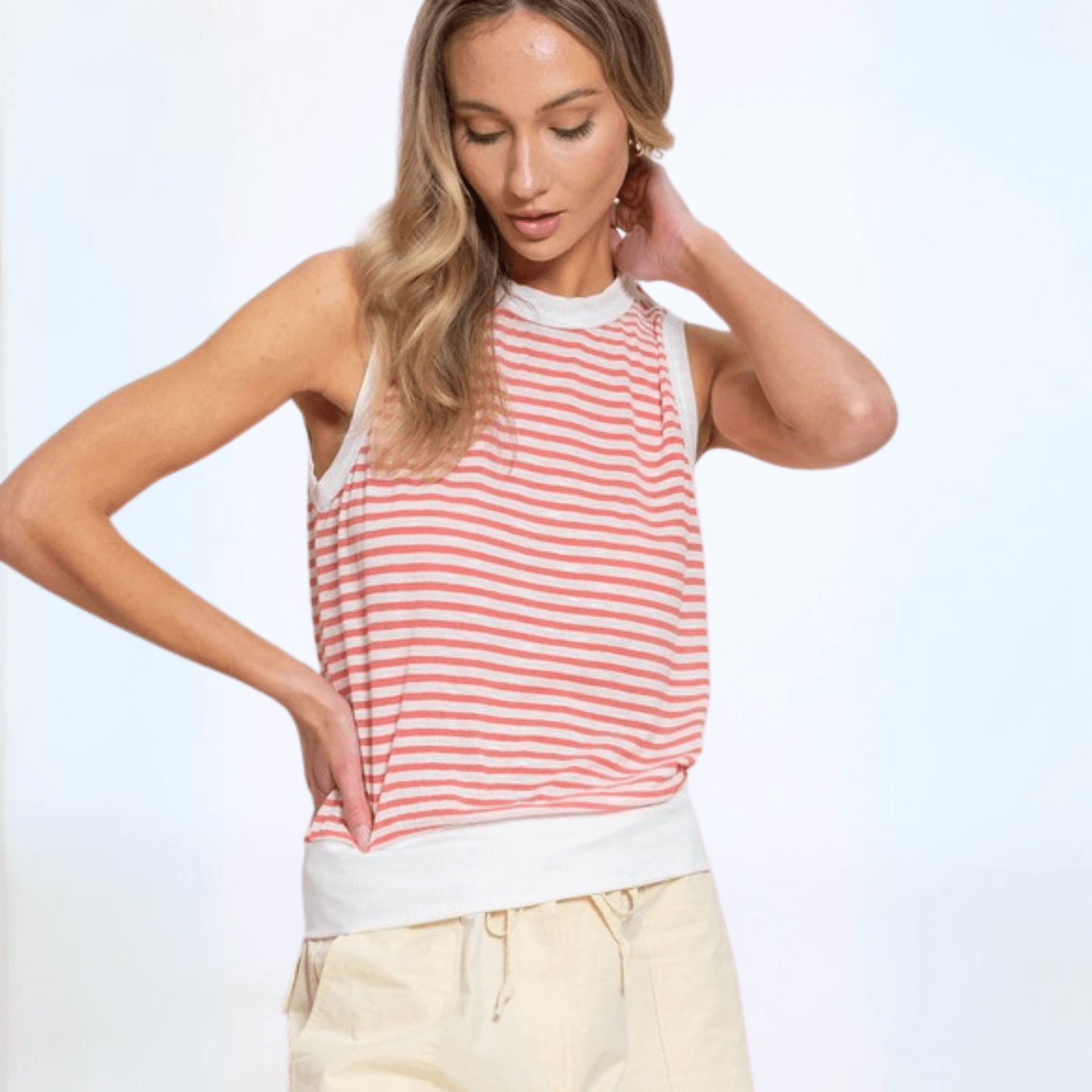 Light & Lux Semi Sheer Striped Tank Made in USA
