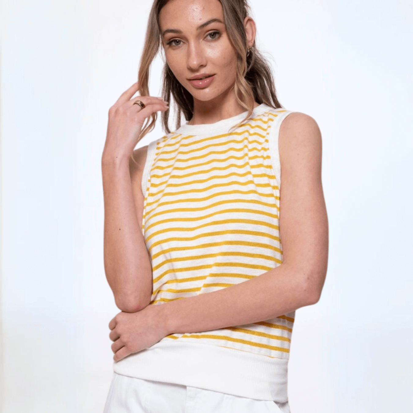 Light & Lux Semi Sheer Striped Tank Made in USA