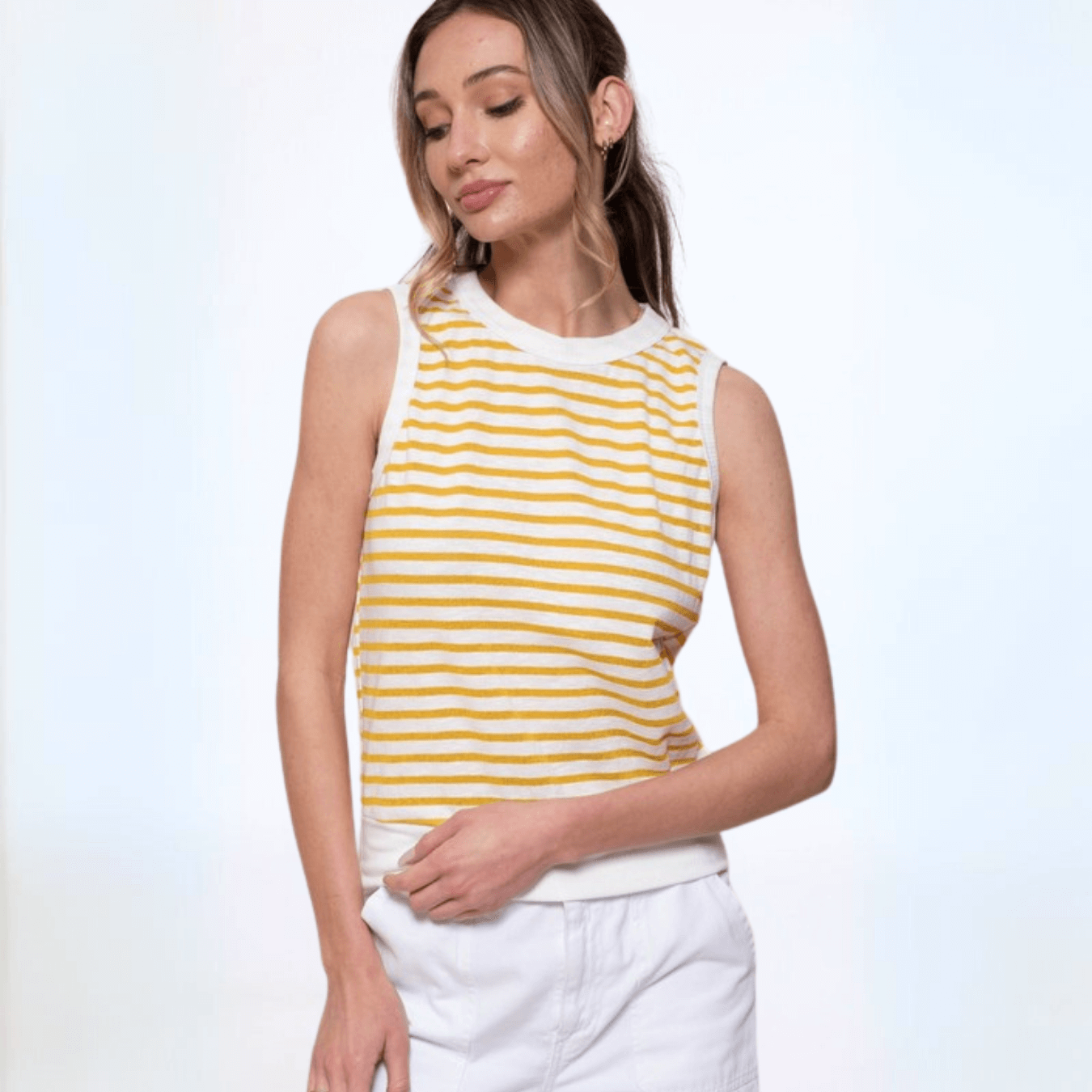 Light & Lux Semi Sheer Striped Tank Made in USA