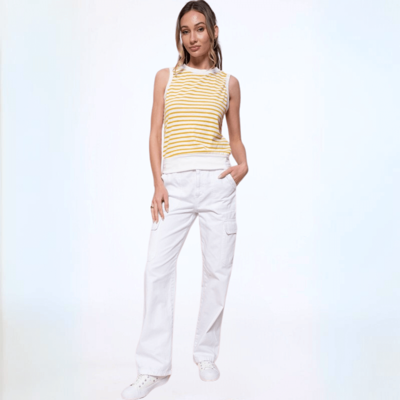 Light & Lux Semi Sheer Striped Tank Made in USA