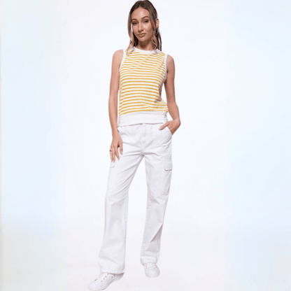 Light & Lux Semi Sheer Striped Tank Made in USA