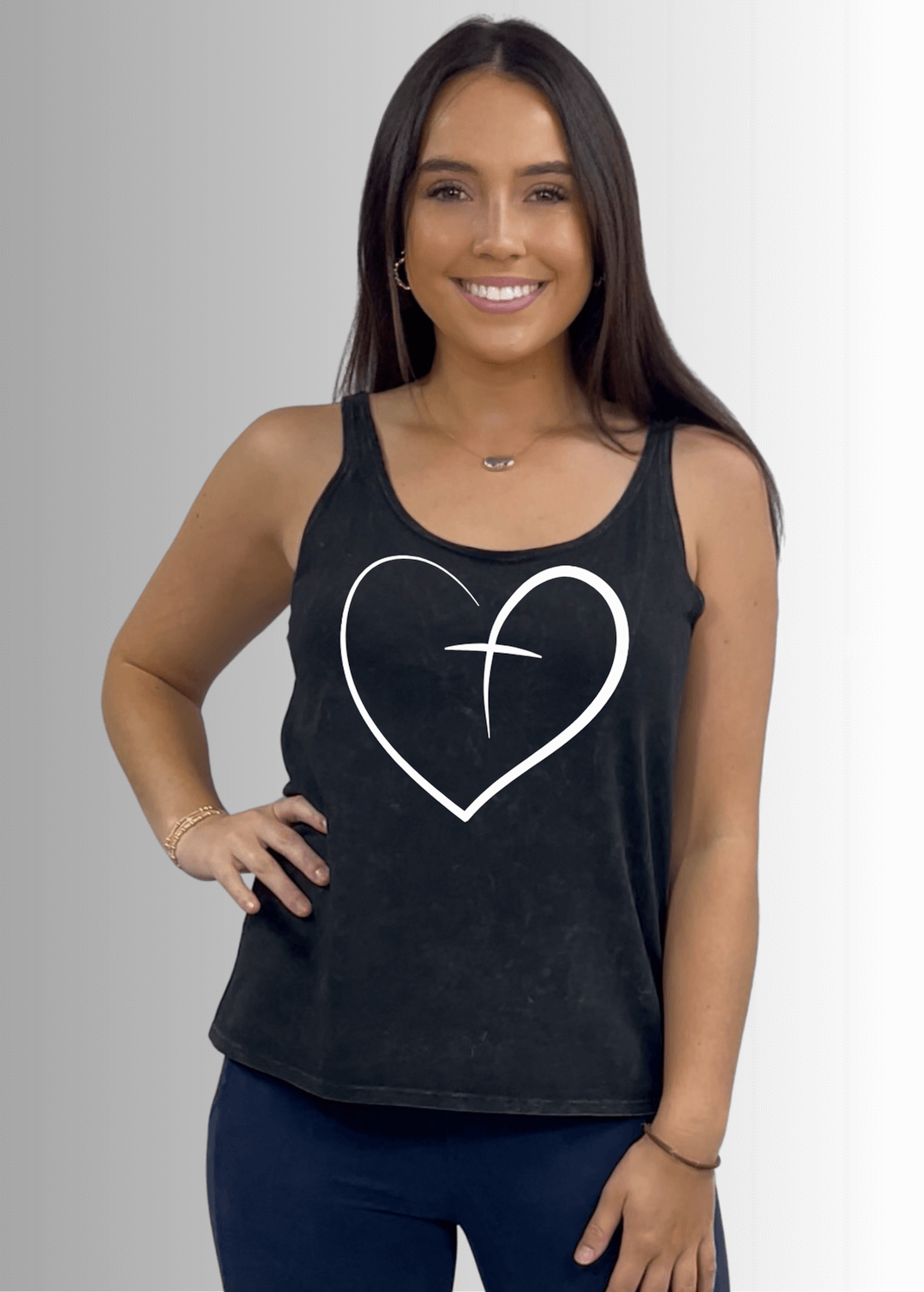 Heart Cross Graphic Premium Cotton Tank Top
